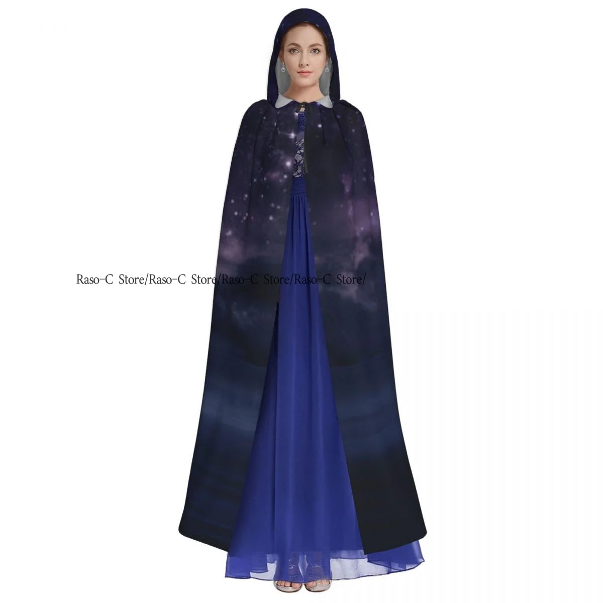 Starry Sky In The Open Sea Abstract Background Hooded Cloak Polyester Unisex Witch Cape Costume Accessory
