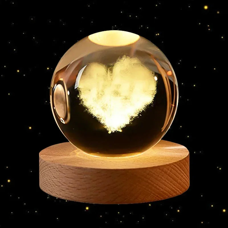 3D Crystal Ball Led Night Light Christmas Creative Gift Holiday Planet Crystal Ball Ornament Children Lamp Bedroom Ambient Light