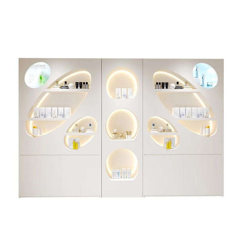 Solid wood paint beauty salon display cabinet High-end atmospheric skin care product cabinet Product rack Cosmetics display rack