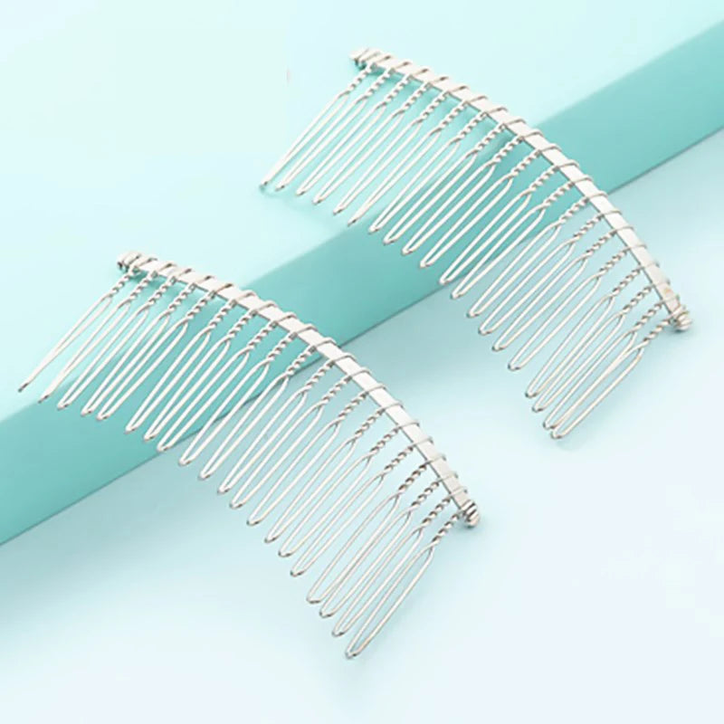 100 Pieces 20 Teeth Rose Gold Color Black Metal Hair Comb Clips For DIY Wedding Headpiece Bride Women Hair Jewelry