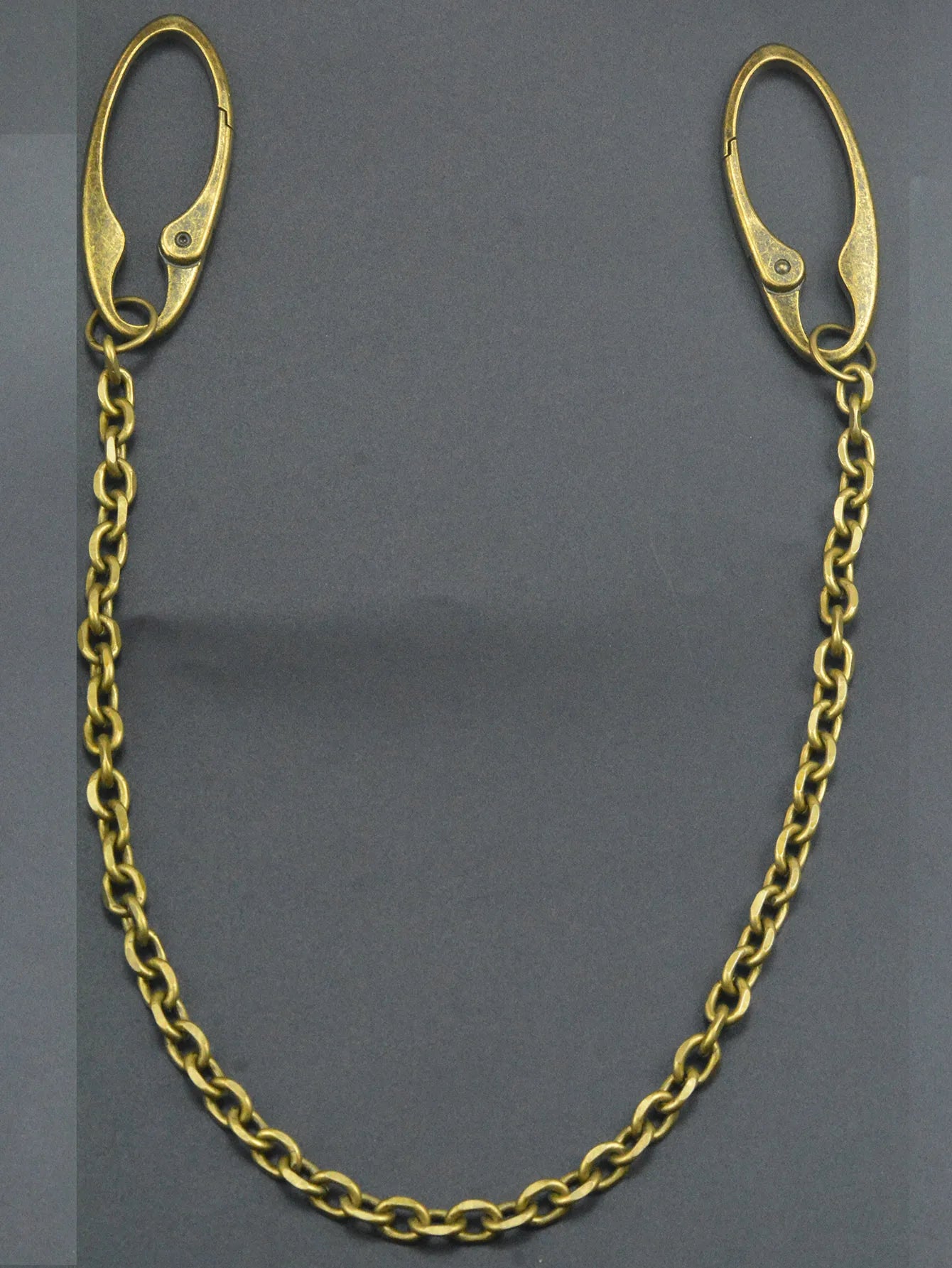 24 in long pants trucker biker jean 9mm carved oval anchor link chain dual large spring carabiner keychain bronze
