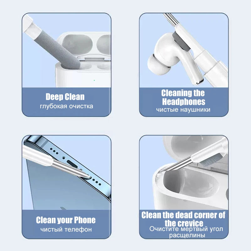 Earphone Cleaning Brush 3-in-1 Multi-Functional Cleaning Kit with Soft Brush, Suitable for Wireless Earphones Case Charging Pen