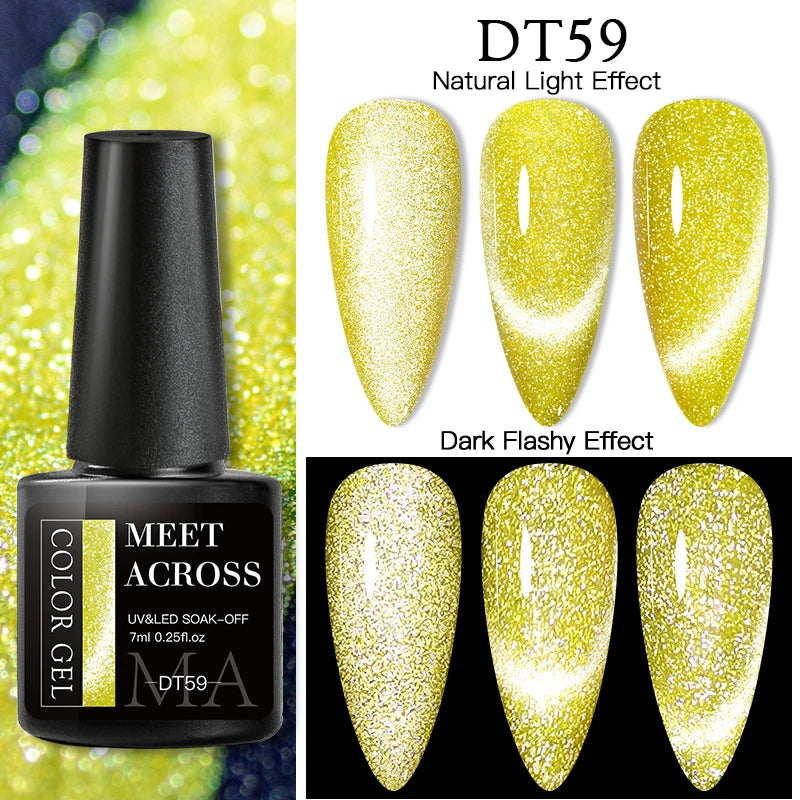 9D Reflective Magnetic Gel Nail Polish 7ml Shiny Glitter Cat Eye Nail Gel Varnishes Semi Permanent Soak Off UV Gel Nail Art