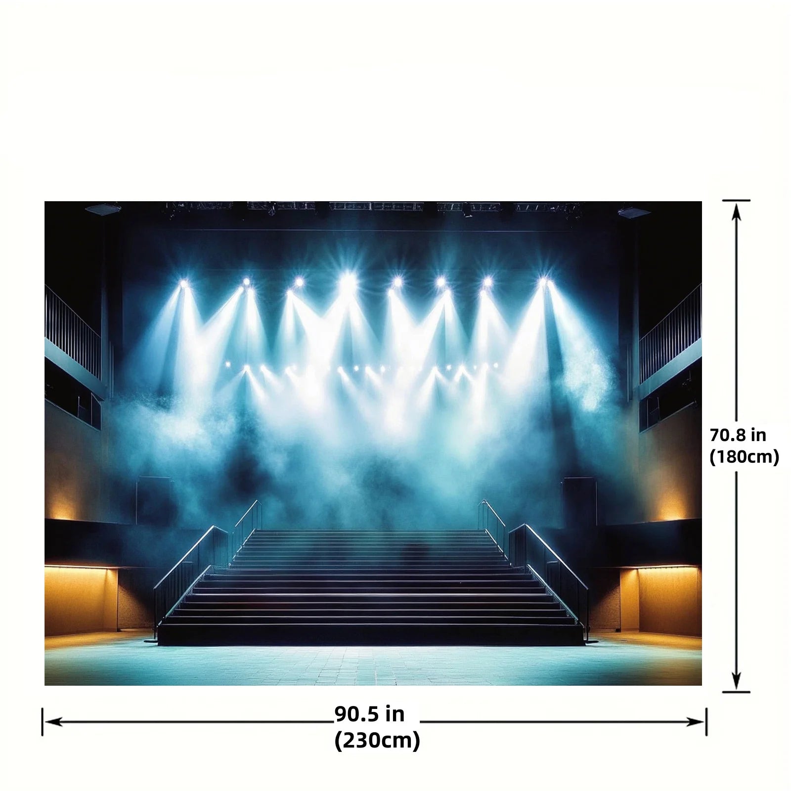 1 polyester stage background with spotlight effect, retro concert platform design, general-sized party banner