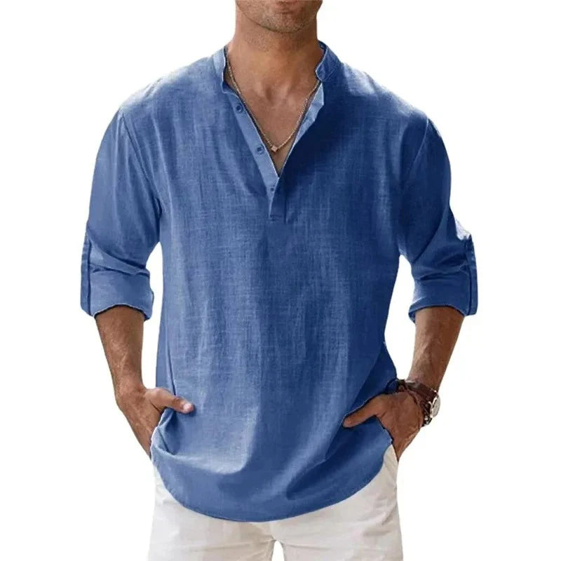 Men's Casual Fashion Long Sleeve Linen Shirt Stylish Comfortable Breathable Men's Clothing