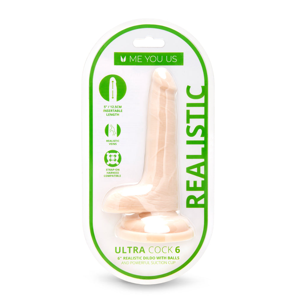 Me You Us Ultra Cock 6 in. Realistic Dual Density Dildo with Balls