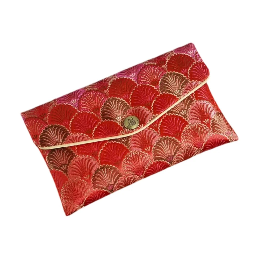 Chinese Style New Year Red Envelope Traditional Brocade Wedding Money Pocket Blessing Magnetic Buckle Red Packet Party Gifts