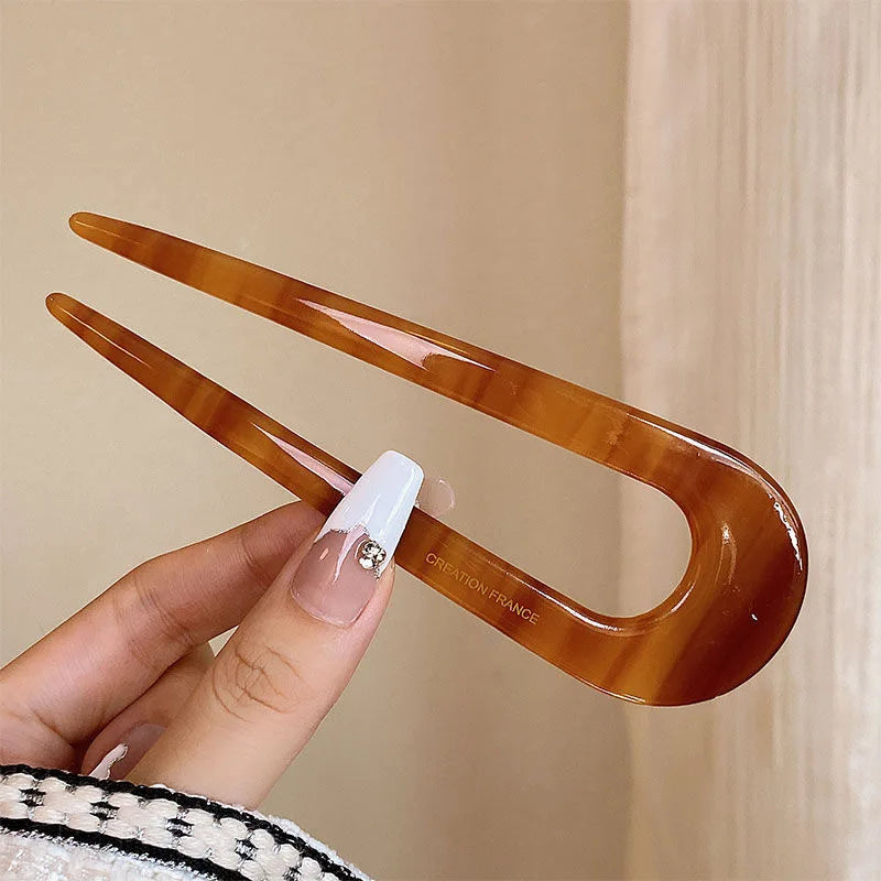 French Styles Hair Forks Hair Sticks Acetic Acid U-Shape Hair pins Bun Women Girls Vintage Hairstyle Hair Accessories Headband