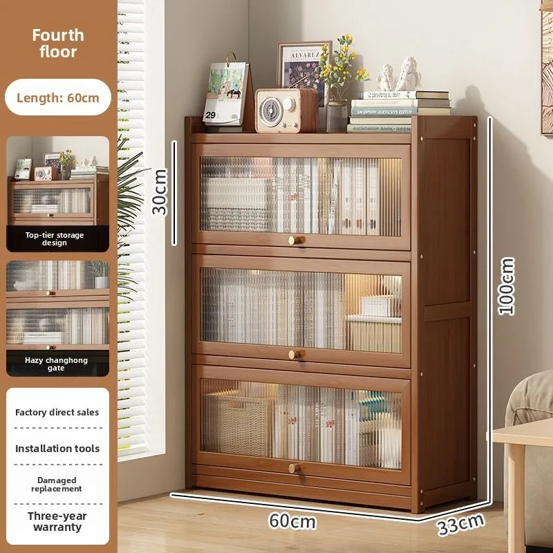 Multi-functional BambooBookcase LargeCapacity Wooden Bookshelf Storage Cabinet Display Rack Home Furniture for Living RoomOffice