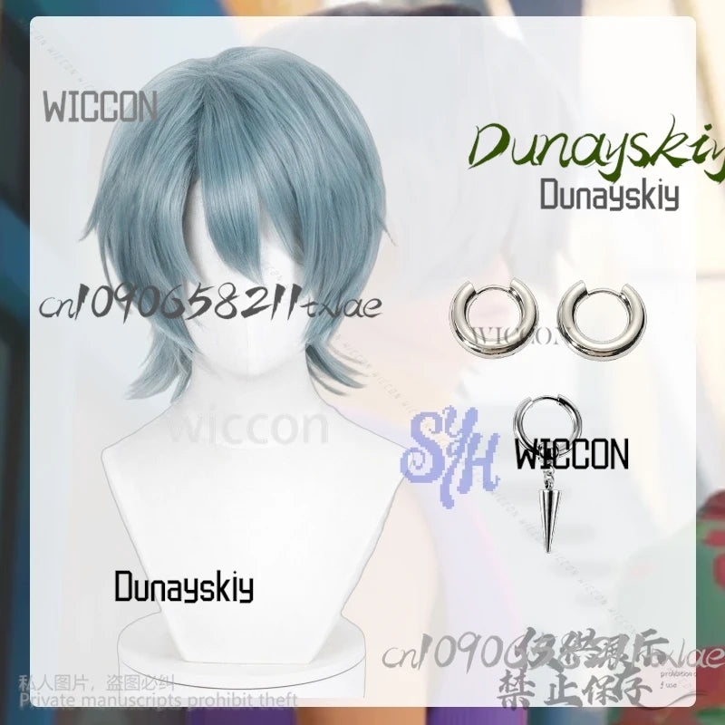 Huntrix KPop Demon Hunters Saja Boy Cosplay Mystery Purple-gray Wigs Curling Hair Accessories Synthetic Short Hair Halloween