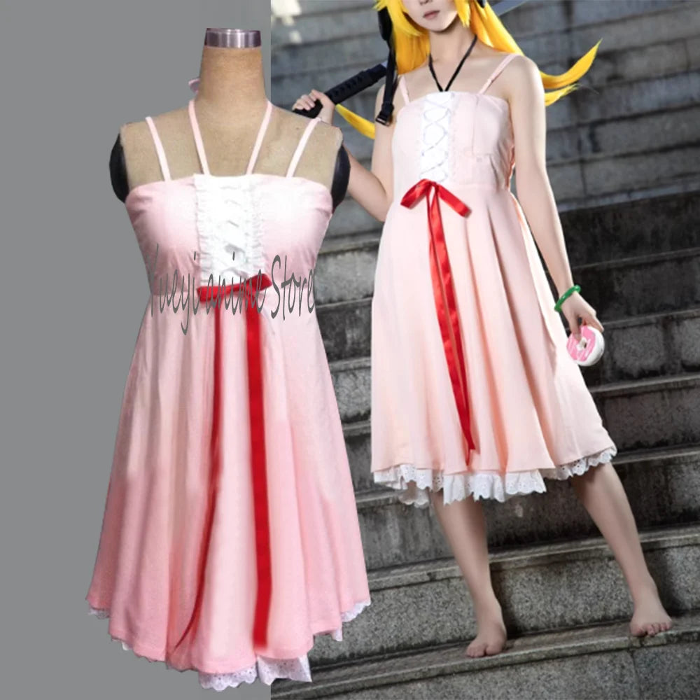 customized-Women's Cosplay Shinobu Oshino pink lolita dress Costume Halloween Christmas Party Costume