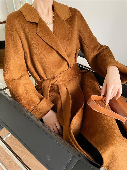Women's Fashion Double-Sided Cashmere Water Ripple Coat β Luxury &