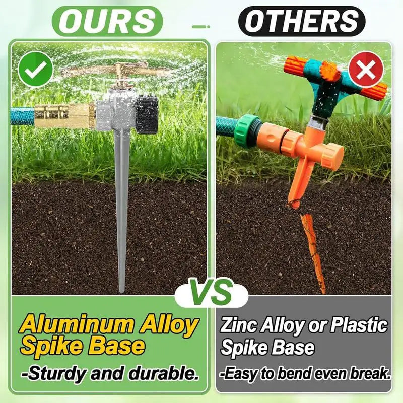 Garden Sprinkler 3-Arms Large Area Brass Waterer 360 Degree Rotating Weather-Resistant Sprinkler For Lawn Garden Farm Greenhouse