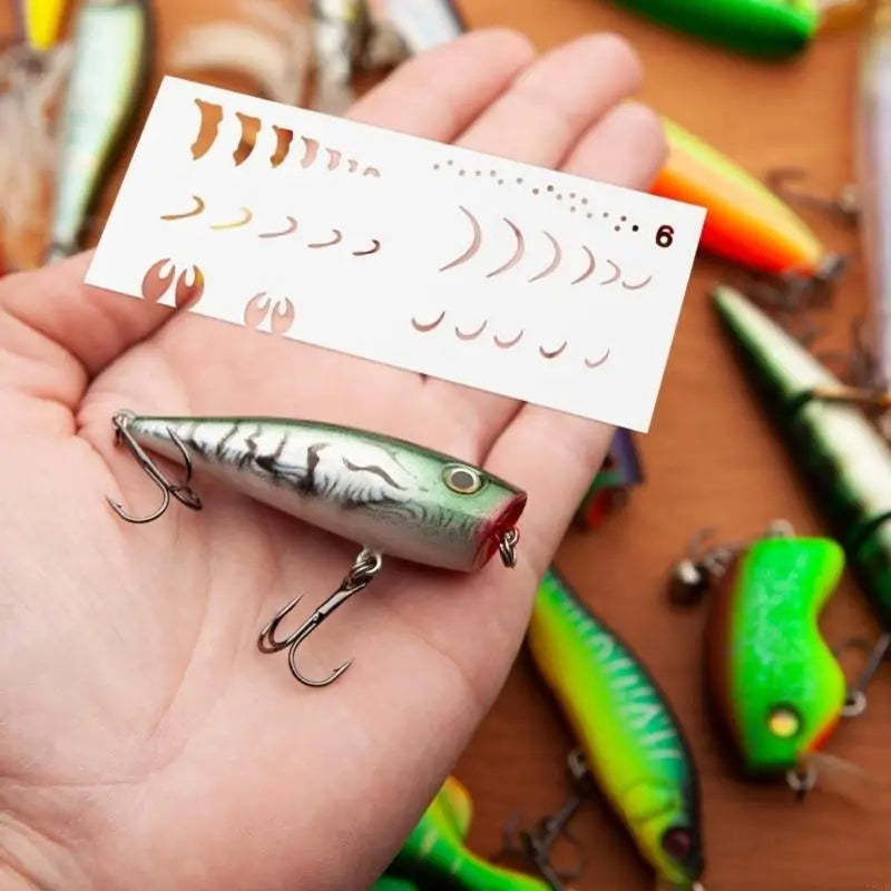 6Pcs Fishing Lure Painting Templates PVC Drawing Stencils for Handmade Fish Lure Y5GB