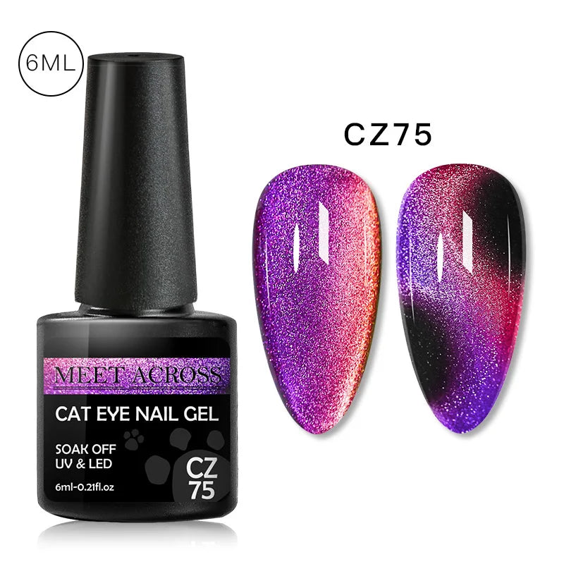 9D Reflective Magnetic Gel Nail Polish 7ml Shiny Glitter Cat Eye Nail Gel Varnishes Semi Permanent Soak Off UV Gel Nail Art
