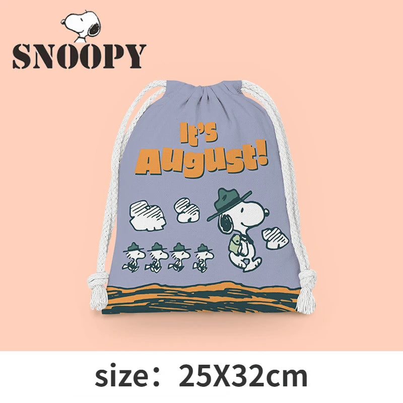 Snoopy Drawstring Bag Plush Pouch Travel Cosmetics Toiletries Jewelry Storage Bags Cartoon Children Christmas Candy Gift Handbag