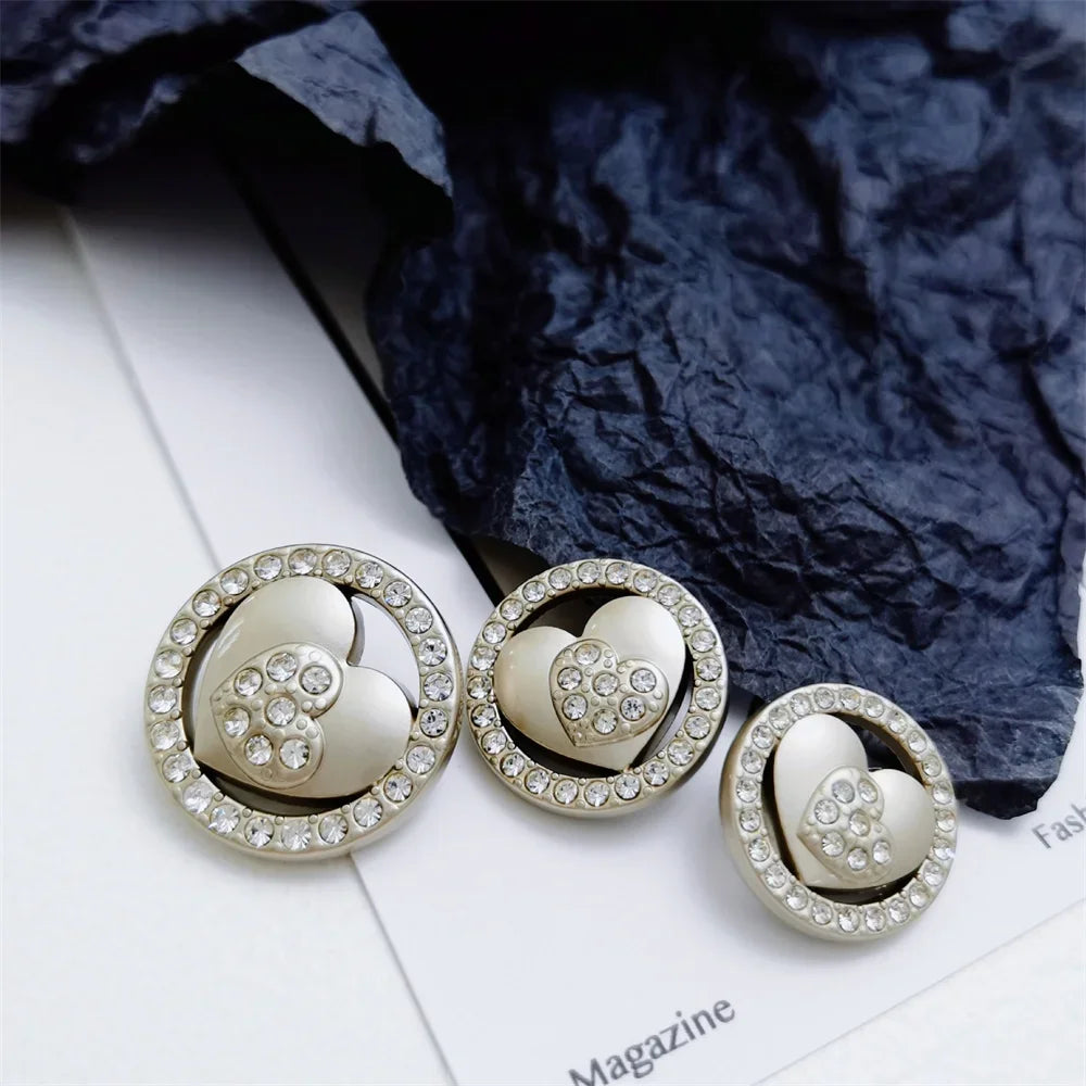 10 Pieces/set Fashion Heart Metal Hand Sewn Buttons, Exquisite Woolen Coat Jacket, Suit Windbreaker Buttons