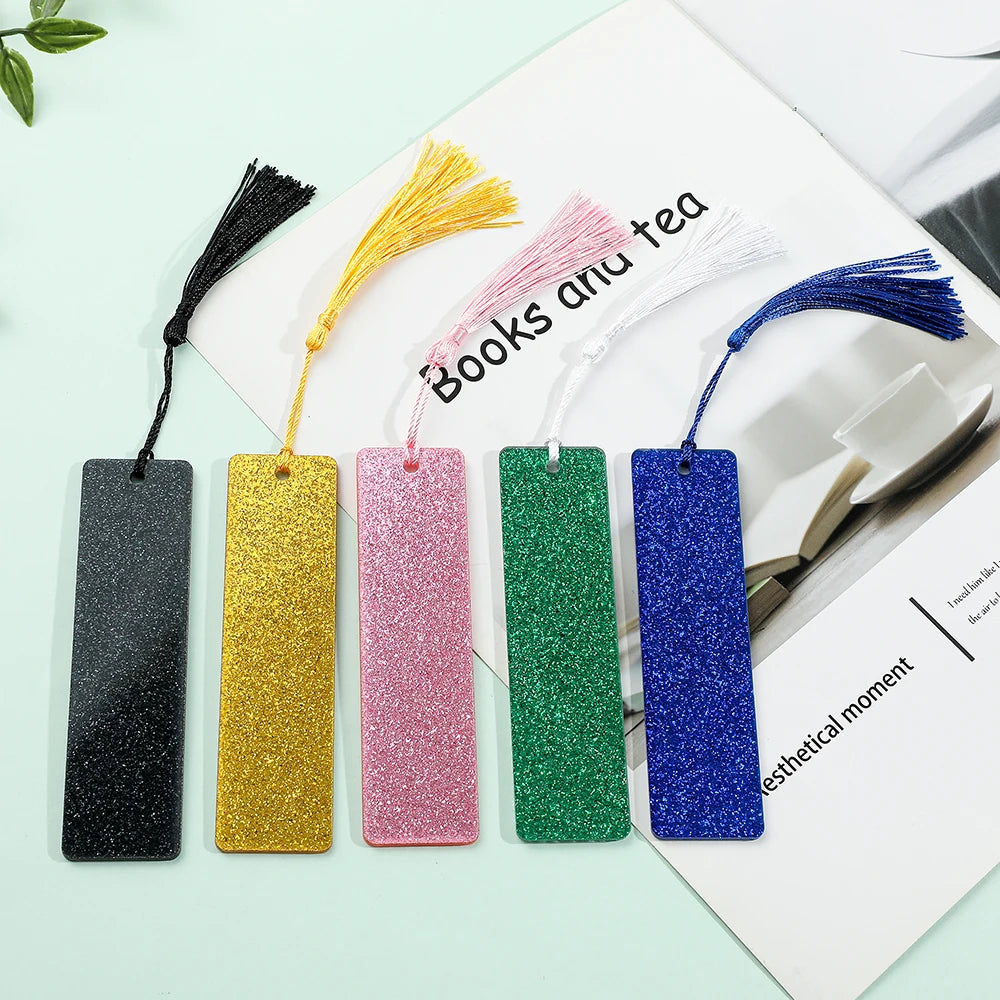 10 Styles New Bling Bling Creative Acrylic Bookmark with Tassel Christmas Party Decor Back To School Gifts