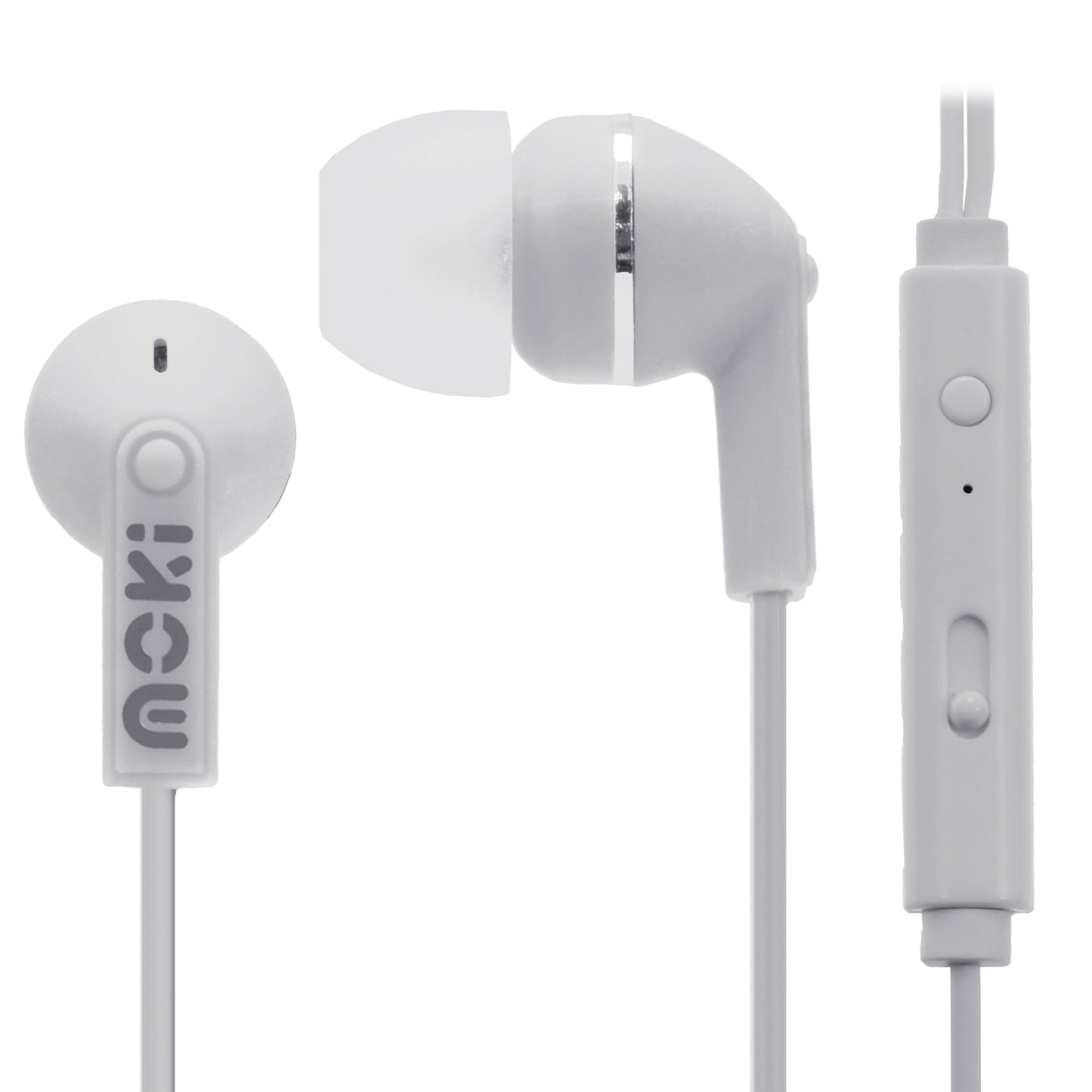 MOKI Noise Isolation Earbuds with microphone & control - WHITEÂ