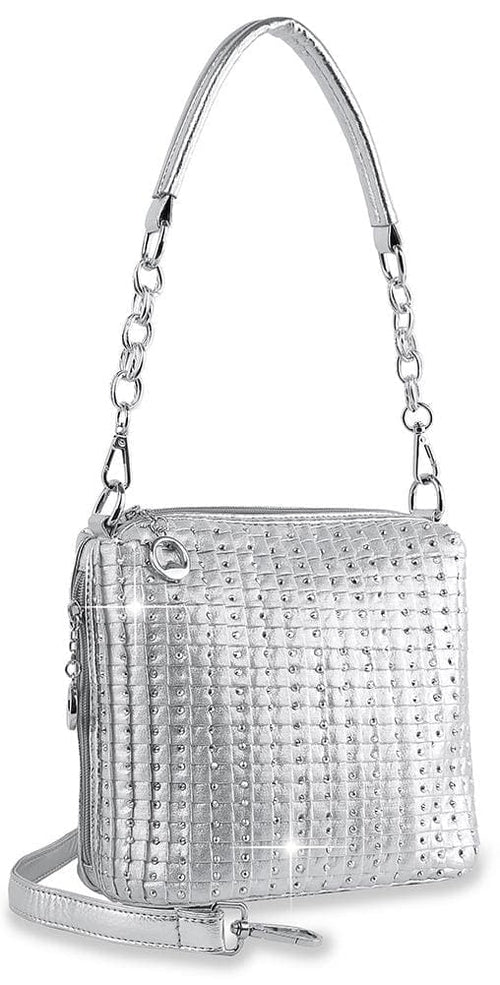 Pleated Rhinestone Accented Shoulder Bag