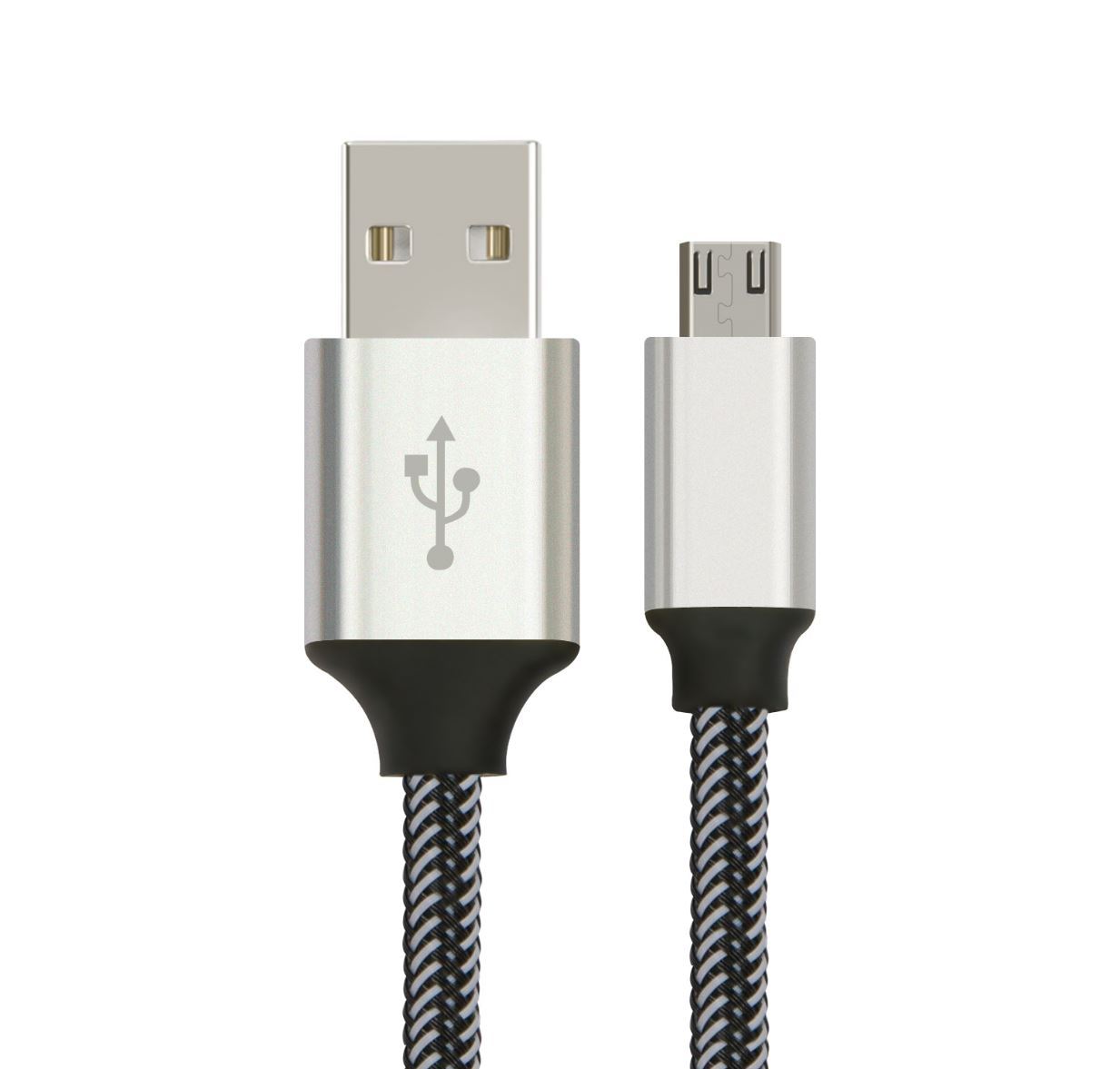 ASTROTEK 1m Micro USB Data Sync Charger Cable Cord Silver White Color