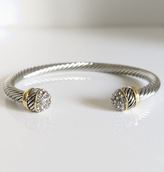 Cuff Bracelet, Open Cuff Bracelet, 18K Gold filled cable bracelet,