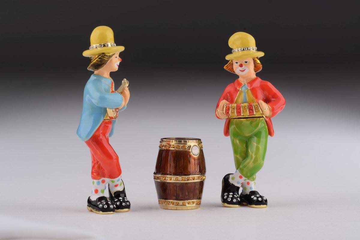 Two Circus Clowns Playing Music