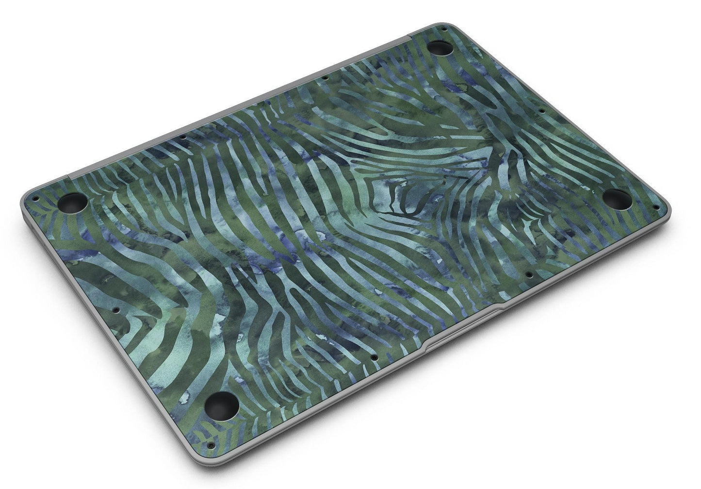 Deep Green and Blue Watercolor Zebra Pattern - MacBook Air Skin Kit