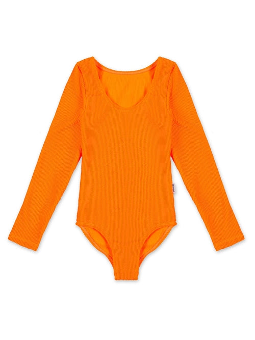 Crinkle Long Sleeve One Piece Swimsuit