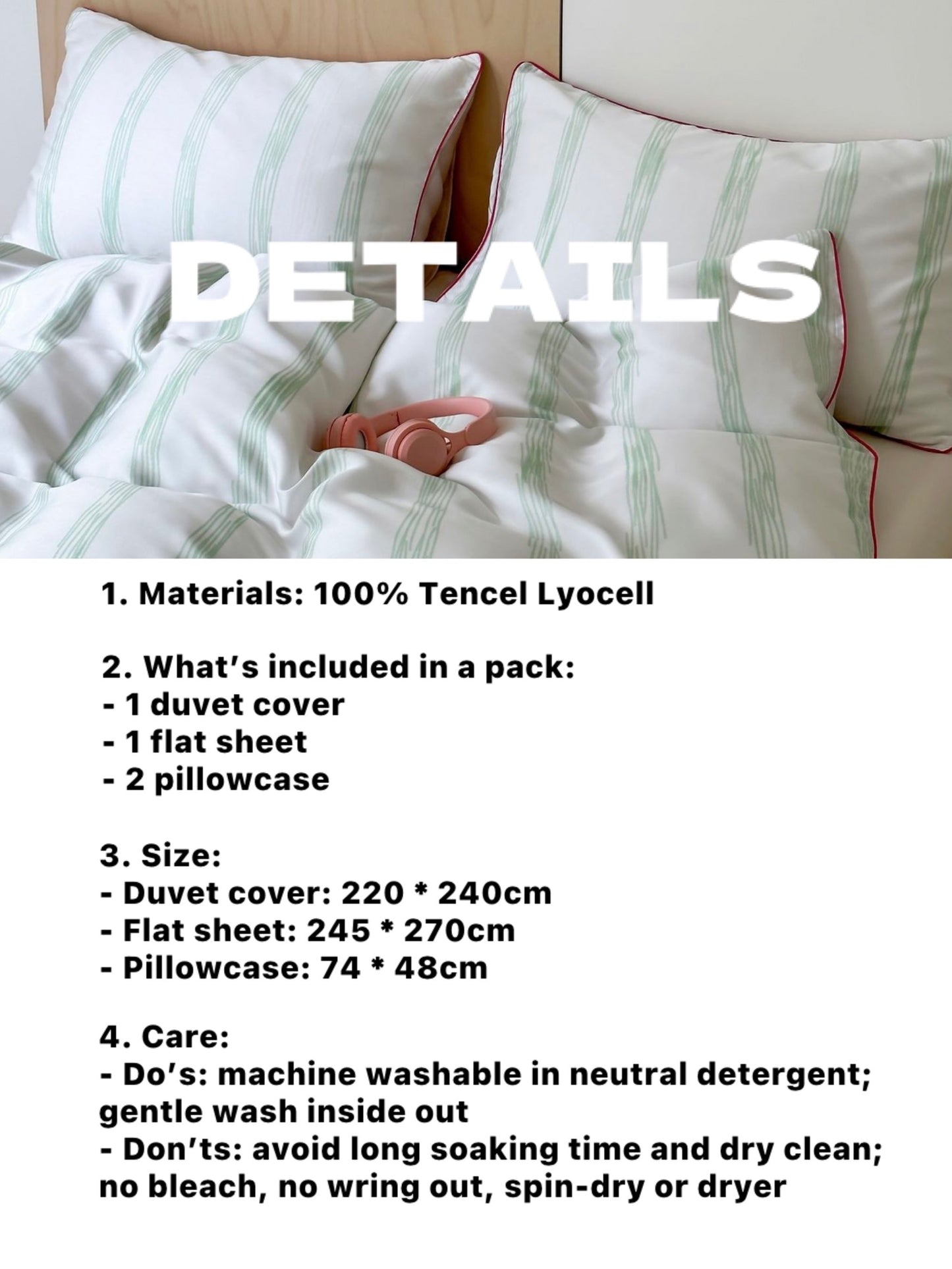 Elegant Coastal Pastel Stripe Silky Smooth Tencel Lyocell Duvet Cover
