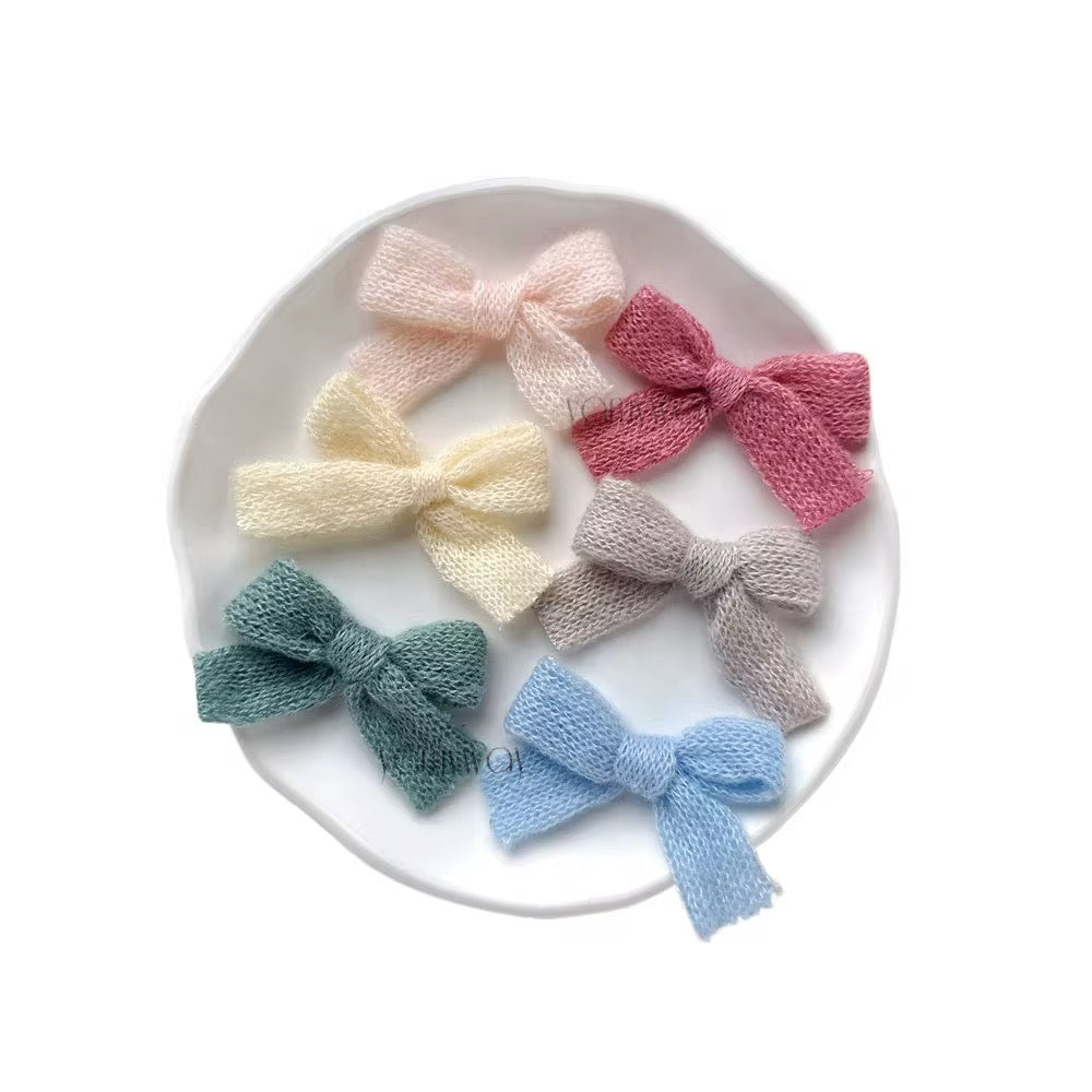 Cozy Knit Bow Hair Clip Set – Pastel Charm Accessories