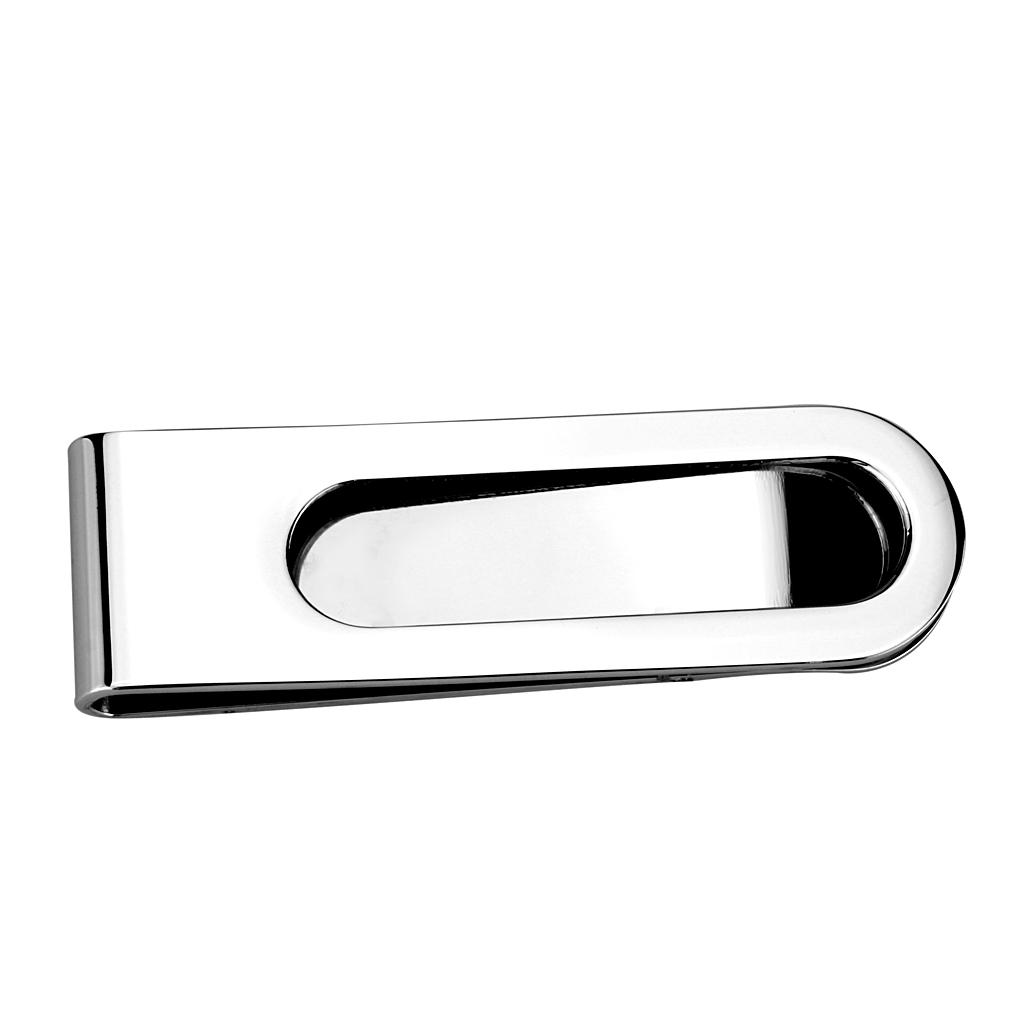 LO4130 - Rhodium Brass Money clip with Epoxy in Jet