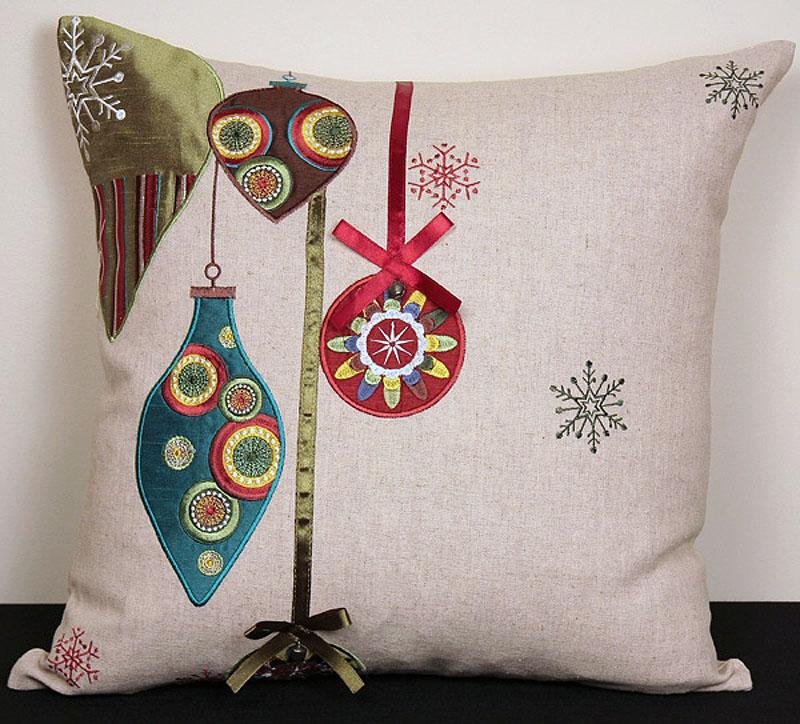 Christmas Ribbon with Ornament Pillows