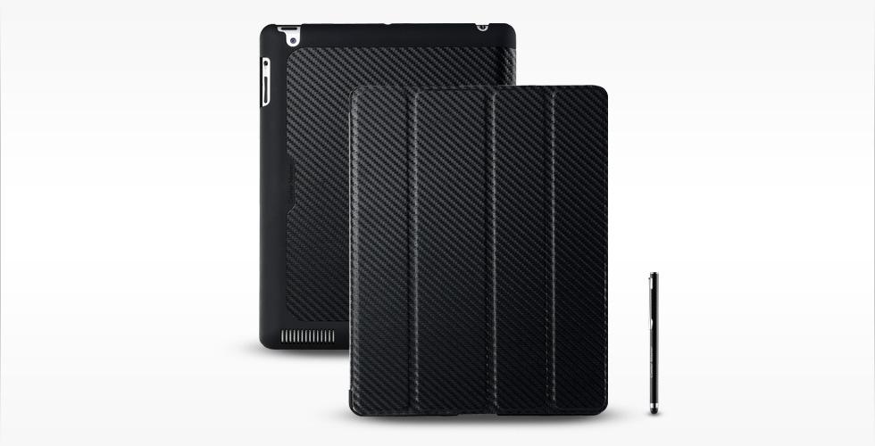 COOLERMASTER iPad 3 Wakeup Black Folio Black Carbon with stylus (LS)
