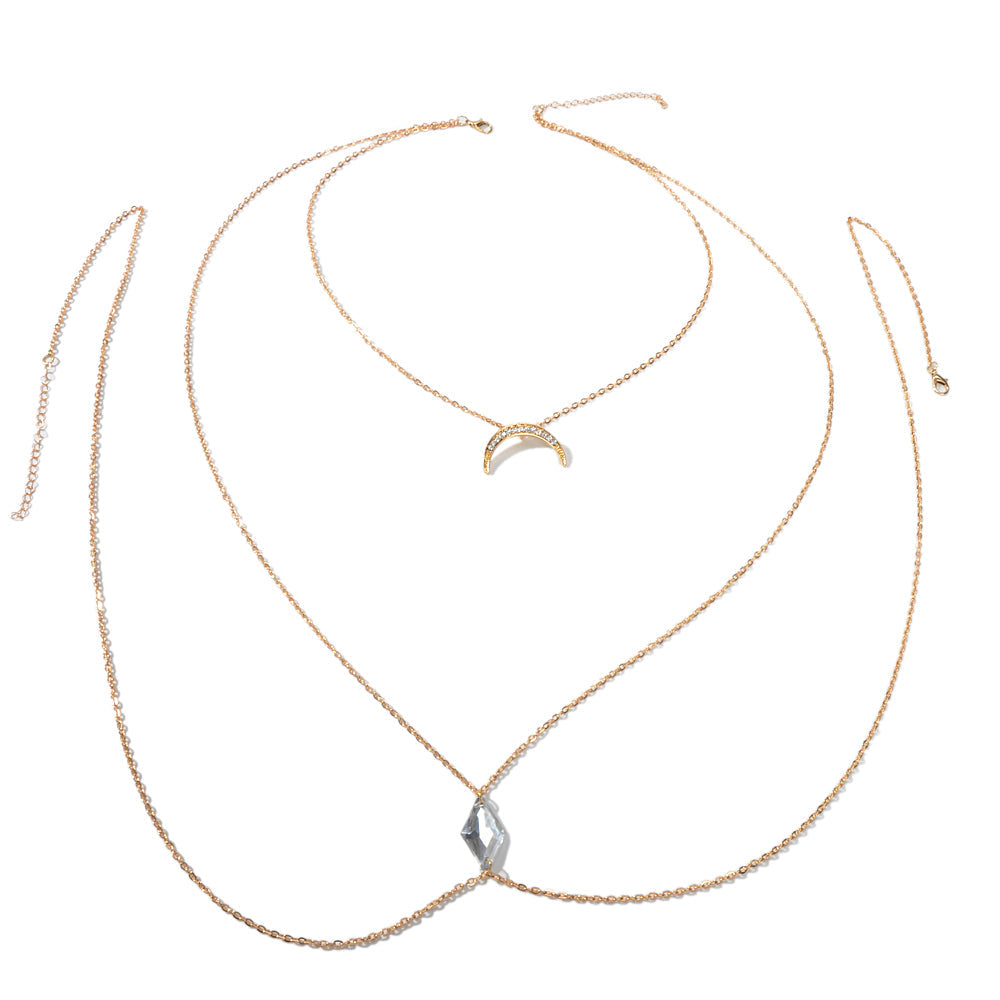 Glamorous Sexy Bikini Beach Body Chain Moon Chest Harness Belly Waist