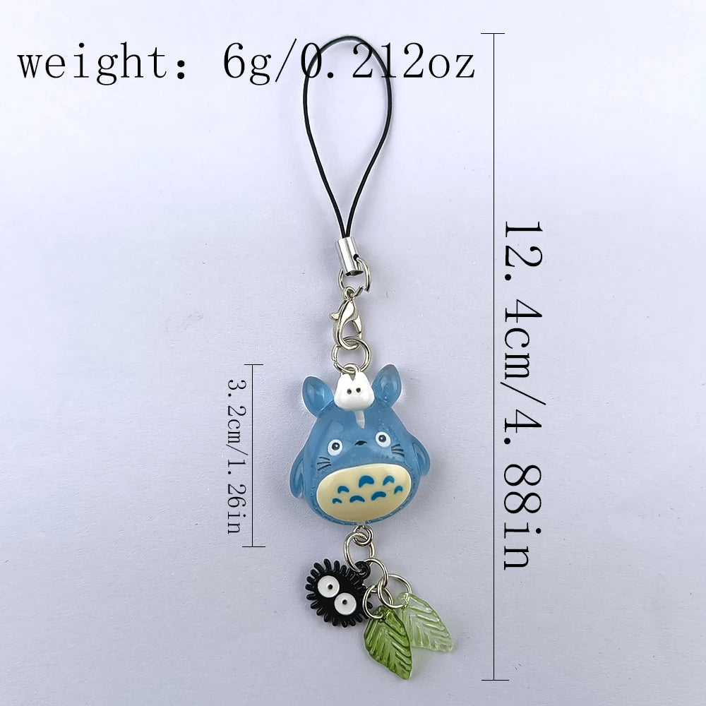 Kawaii Blue Animal Totoro Phone Charm Soot Sprite Keychain Woodland
