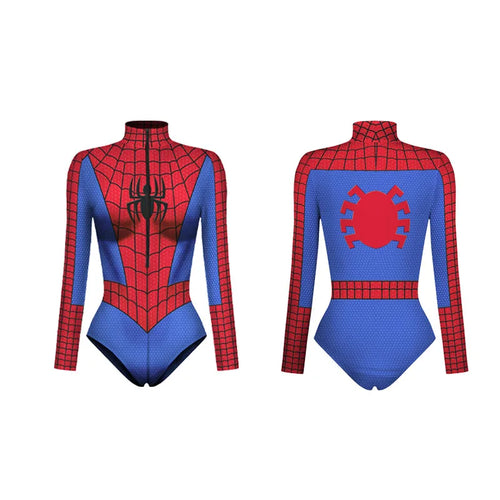 Women Spiderman Swimsuit Superhero Captain Marvel Bodysuit Anime Black