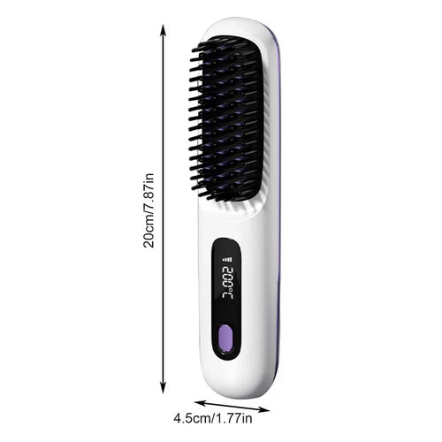 Hair Straightener Brush Electric Hot Comb With 3 Heating Settings USB