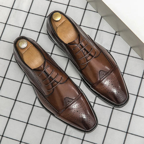 2022 High Quality Handmade Oxford Dress Shoes Men Genuine Cow Leather