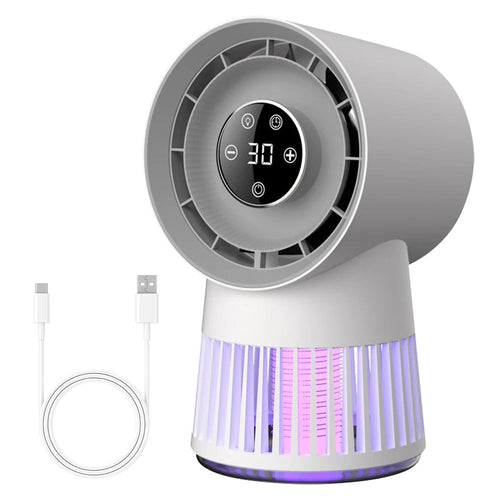 Portable Rechargeable Electric Bug Zapper Desk Fan Bladeless 8H Timer