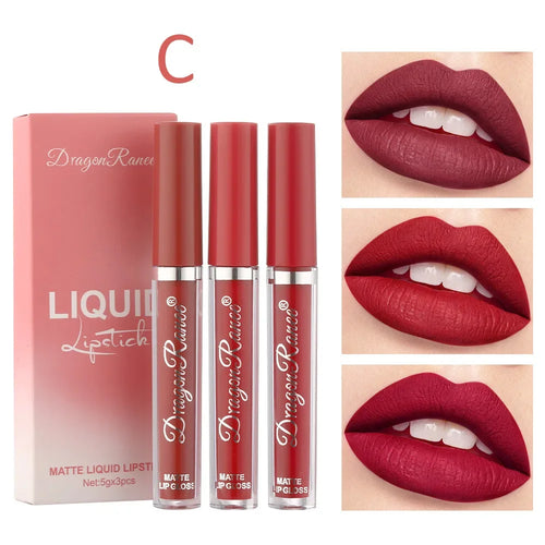 3 PCS Liquid Lipsticks Set Long Lasting Make Up For Women Korean