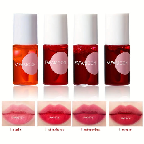 4 color Fruity Lip Tint Water Gloss Tint,Moisturizing Waterproof