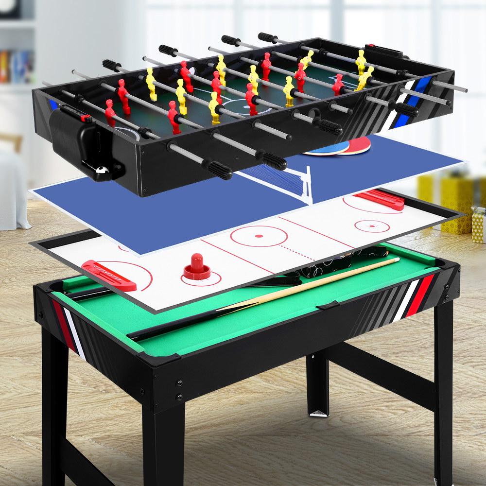 4-in-1 Games Table Soccer Foosball Pool Table Tennis Air Hockey Home