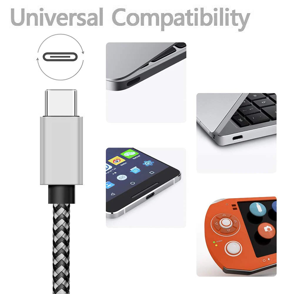 USB Type C Cable 2.4A Fast Charging Battery Charger Wire Woven Nylon