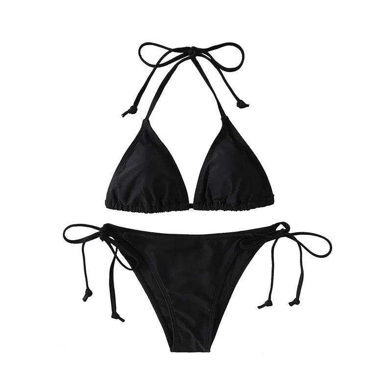 2Pc/Set 2024 Fashion Sexy Swimsuit Women Bikinis Set Triangle Swimwear
