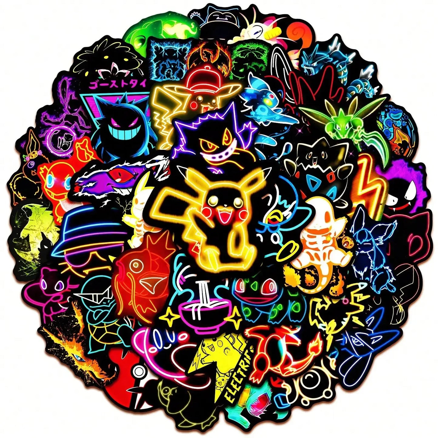 50PCS Cute Pokémon Stickers Cartoon PVC Decals Toys DIY Decoration