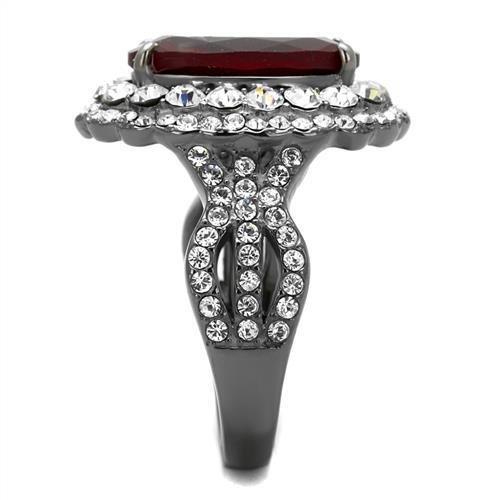 TK2761 - IP Light Black (IP Gun) Stainless Steel Ring with Synthetic