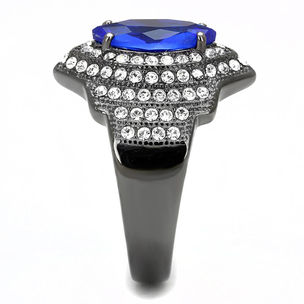 TK3258 - IP Light Black (IP Gun) Stainless Steel Ring with Synthetic