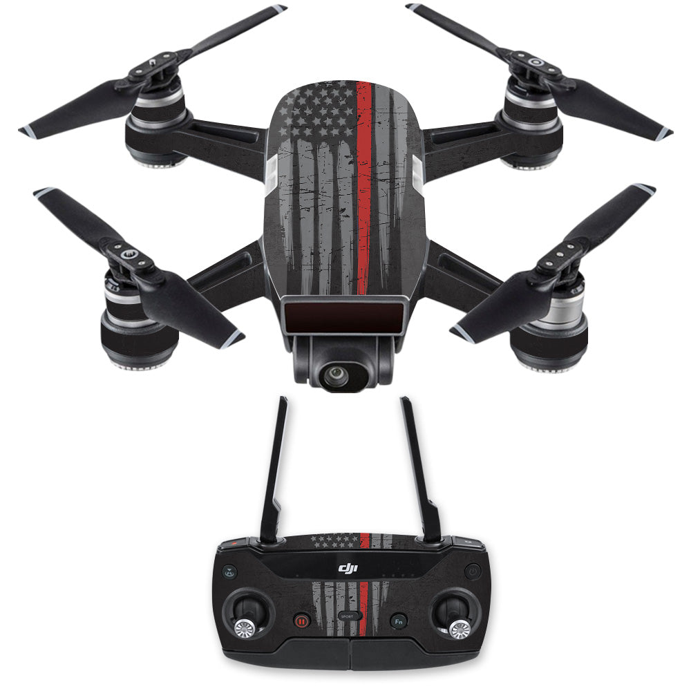 MightySkins DJSPCMB-Thin Red Line Skin Decal for DJI Spark Mini Drone