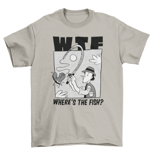 Man fishing boot cartoon t-shirt